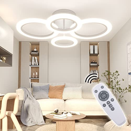 RUYI Modern LED Deckenleuchte Dimmbar mit Fernbedienung 4 Ring Deckenleuchte 58W 5000LM, Deckenlampe für Küche, Schlafzimmer, Balkon,Wohnzimmer, Esszimmer