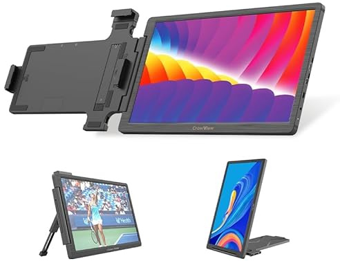 sb components 14 Inch Folding Portable Dual Monitor|1920 * 1080P|Laptop Screen Extender|Plug and Play|No Driver Required Compatible with Windows/Mac, Black(UK Plug Only)