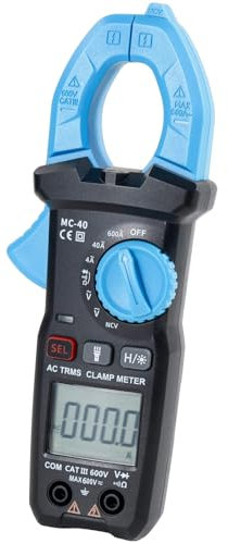 DEWIN Pinza Amperometrica 4000 Count TRMS 0-600A Multimetro Digitale Tester Elettricista per Corrente CA, Tensione CA/CC, Resistenza, Frequenza, Capacità, Continuità, Prova Diodi