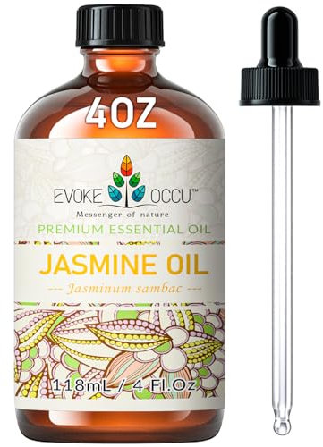 EVOKE OCCU Huile Essentielle Jasmin 118 ml, Huile de Jasmin Pure pour Aromathérapie Diffuseur Massage Bougie Fabrication de Savon- 4 FL Oz