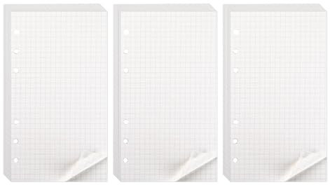 3 Pack Nachfüllpapier A6-135 Blätter Notizbuch A6 Kariert Nachfüllbar, 6 Löcher A6 Papier Nachfülleinlagen, Ringbuch A6 Nachfüllbar,A6 Einlagen, Notizpapier A6 für Notizbuch Tagbuch Binder Skizze