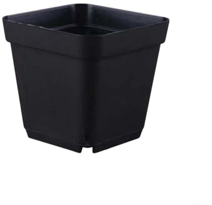 Schwarzer quadratischer Kunststoff-Blumentopf zum Einpflanzen dicker quadratischer Topf mit Ablaufloch (10 gerade Seiten)