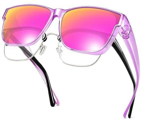 URUMQI Überzieh Sonnenbrille für Herren Damen | Polarisiert TR90 Rahmen Sonnenbrille UV-Schutz Überbrille für Fahren