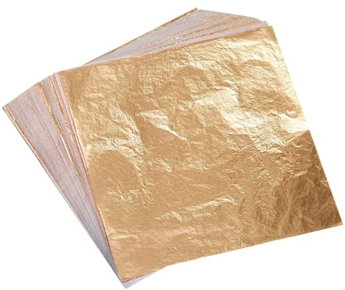 Wadities Blattgold-Imitat Blätter - 100 Blatt Goldfolie - 14 x 14 cm Mehrzweck Blattgold für Nagel, Kunst & DIY Projekt, Bilderrahmen, Artistic Dekoration (Champagner Gold)