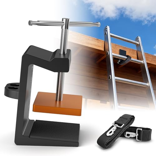 Scaletta stabilizzatore per la sicurezza della scala, impugnatura per scala Lockjaw e kit di protezione anticaduta antiscivolo, protezione per grondaia con cinghie per scale da 0,8 m e 9,6 m