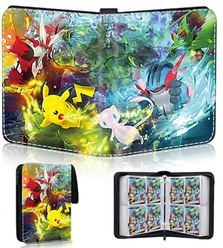 HazyZany Sammelalbum Für Pokemon Karten,55 Seiten 440 Karten Kapazitä, Tragbar Hochwertiges Wasserdichter PU-Kartenhalter, Geschenk Für Jungen Mädchen Sammler
