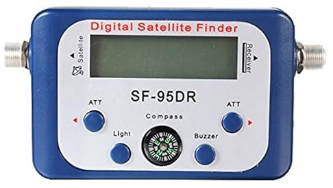 Digital Satellite Finder Meter SF-95DR — Passive Signal Strength Tester with LCD & Compass, Plug-and-Play Satellite Dish Alignment Tool for C/Ku/Ka Bands, Backlight & Buzzer, Non-Transmitting