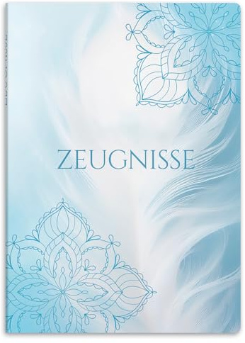 itenga Zeugnismappe A4 – Sichtbuch 20 Hüllen (für 40 Dokumente) – extra stabile Klarsichthüllen – Kunststoffeinband mit hochwertigem Motivdruck – Dokumentenmappe (Motiv MANDALA FEDER)