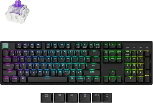 Keychron KYCN-K10H-J1 K10 HE edición estándar tamaño completo 104 teclas RGB sustitución en caliente teclado con efecto Hall, negro