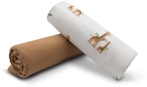 VmG-Store Jerseystoff Set farblich abgestimmt Design + Uni je 0,5mx1,5m 95% Baumwollstoff 5% Elasthan Tex Standard 100 (Süße Giraffe Digital Set34)