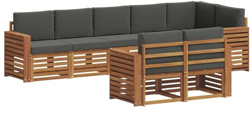 vidaXL Sofagarnituren 8 pcs Natur und Anthrazit Massivholz Akazie, Garten-Sitzgarnitur, modernes Lounge-Set, pflegeleichtes Gartenmöbel, gemütliche Terrassen-Sitzgelegenheit