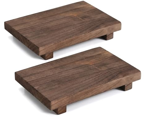 Wooden Tray 2 Pack – 23x15x3.5cm Rustic Wooden Display Stand | for Counter, Shelf, Table, Vintage Farmhouse Decor for Soap, Jewellery, Candles