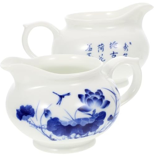 Vaguelly Ceramic Sauce Cup 2Pcs Blue and White Porcelain Gravy Serving Boat for Outdoor Events and Housewarming Party