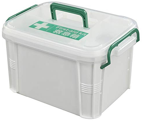 Dynko Erste-Hilfe-Kasten, Hausapotheke Aufbewahrung Kiste mit Deckel, Aufbewahrungsbox Aus Kunststoff, Weiß