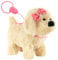 The Magic Toy Shop Electronic Talking Walking Dog Toy with Lead - Cream Plush Robot Puppy with Pink Polka Dot Scarf & Bow - Interactive Walk Along Dog for Kids Role Play & Learning