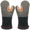 AYADA Guantes Horno Gruesos Largos Grandes, Manoplas Horno Cocina Profesional Antideslizante Lona Fibra de poliéster Cuero Oven Gloves (Gris)