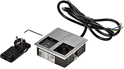 Kopp 939645015 ASA USB Einbau-Steckdose, Edelstahl-Optik, 2