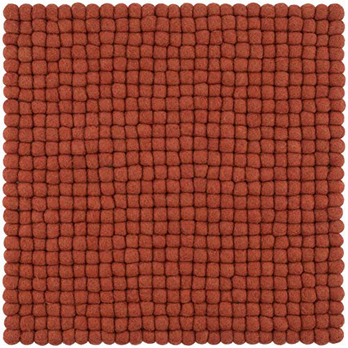 myfelt Filzkugel-Sitzauflage Stuhlauflage - Lora - quadratisch, 36x36 cm, Rostrot