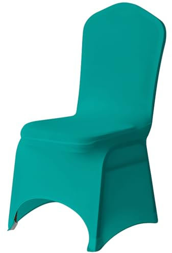 Trimming Shop Stuhlhussen Spandex Stretch Schonbezug Esszimmerstuhl Bezug abnehmbar waschbar elastisch Stuhlschoner Schonbezüge für Hochzeit Bankett Party Home Decor Türkis 1 Stück