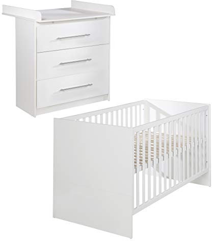 roba Kindermöbelset „Maren“, weiß, inkl. Kombi-Bett 70 x 140 cm und Wickelkommode mit 3 Schubladen