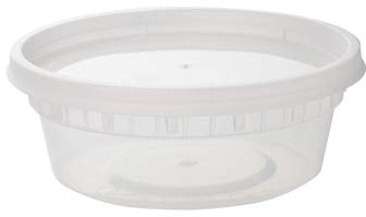 Pack of 24, Round Plastic Food Containers with Leak-Proof & Airtight Lids ~ BPA-Free ~ Microwave, Fridge, and Freezer Safe ~ Recyclable, Washable, and Reusable Meal Prep Storage Deli Soup Tubs (8oz)