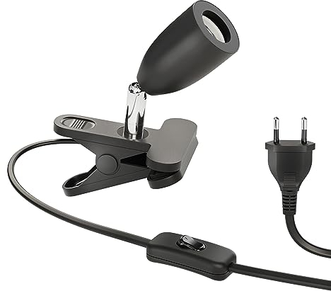 ledscom.de Klemmleuchte LIK, Schalter, schwarz matt, 1x E27 max. 60W