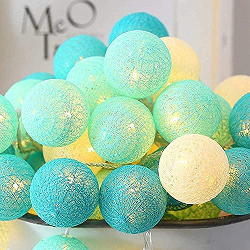 Najiny LED Cotton Ball Light String Light, 20 Cotton Balls Fairy Lights Battery Powered, 3m/10.8ft Indoor Outdoor Festival Christmas Wedding Baby Shower Party LED Decorations Lights, Green