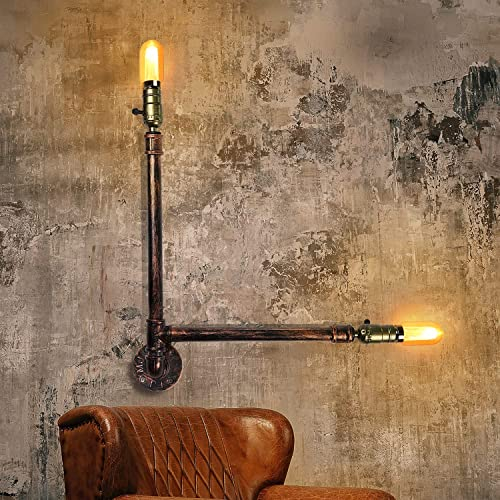 ZMH Wandleuchte Innen Vintage Wandlampe - Wasserrohr Design E27 Lampefassung max. 25W Wand Lampe im Industrial Style Retro Landhausstil Rustikal Deko für Bar Keller Cafe