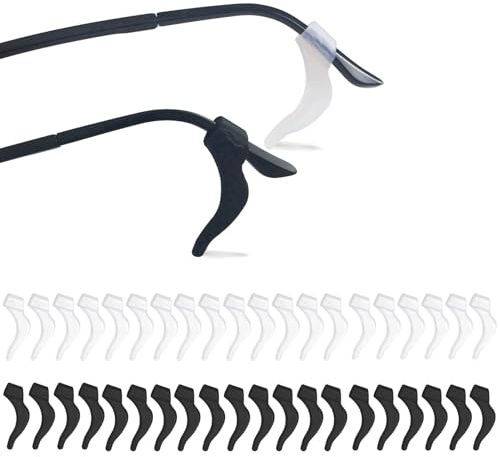 YINGFENG 20 Paar rutschfeste Silikon-Ohrclips, Brillenhalter mit Aufbewahrungsbox, Sportbrillen-Ohrgriffe, Sicherheitsbrillen-Halterungen für Sonnenbrillen, Alterssichtigkeit, Brillen (10 x Schwarz,
