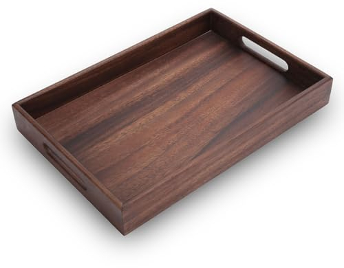 Rechteckige Form Holztabletts, Holztablett Walnuss Teetablett Serviertablett Home Supplies Handgefertigt Dekorativ Praktisch für Restaurant für Kaffeebüro(S, Blau)