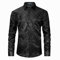 HISDERN Black Paisley Shirt for Men Jacquard Silk Dress Shirt Long Sleeve Button Down for Weddimg Nightclub Party Satin Shirts Regular Fit L