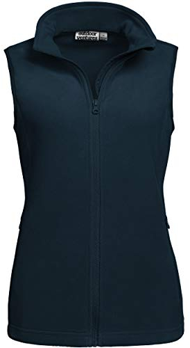 Outdoor Ventures Women's Fleece Gilet Lightweight Outerwear Vest Ladies Micro Fleece Bodywarmer 160G with 4 Pockets for Hiking Camping Travelling, Dark Blue XL