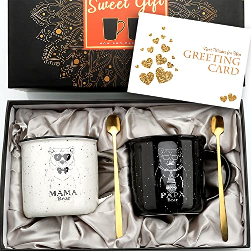 exreizst Ours Tasse en céramique maman et papa tasse ours ours personnalisée,cadeau fête des mères ou fête des pères (ensemble de tasses famille ours drôle)