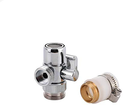 LINZI Brass Tap Diverter Splitter for Kitchen and Bathroom Sink Faucet Valve M22 X M24 Connectors, Add to Showers Baths or Sinks for Bidet Sprayer, Adapter Replacement Part (B Type) 717531