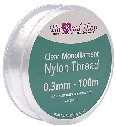 Filo di nylon trasparente da 0,3 mm, filo da cucito trasparente, decorazione da appendere, non allungata, resistenza alla trazione approssimativa: 5,4 kg (bobina da 0,3 mm a 100 m)