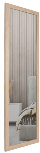Home Selections Wooden Wall Mounted Mirror - Washed Wood - 35x110cm