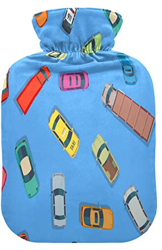 Cars Trunck Wärmflasche mit Bezug, 2 l, transparenter Wärmbeutel, Heiß-Kaltkompresse, ideal für Krämpfe, Rücken, Schulterschmerzen, Kinder, Männer, Frauen, Hand-Fußwärmer