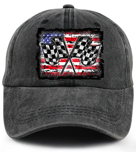 Gomcdlwn USA Race Flag Hut für Männer Frauen, lustige verstellbare Baumwolle Baseball Cap, USA Race Flagge schwarz, Einheitsgröße