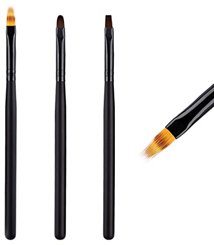 Ombre Pinsel Nailart Nagel Pinsel für Gelnägel Nail Art Brush 3 Stücke Set, LEA-SHALL Ombre/Flach/Rund Nagellack Pinselset UV Nägel Gel Detail Nageldesign Stift für Profi Anfänger