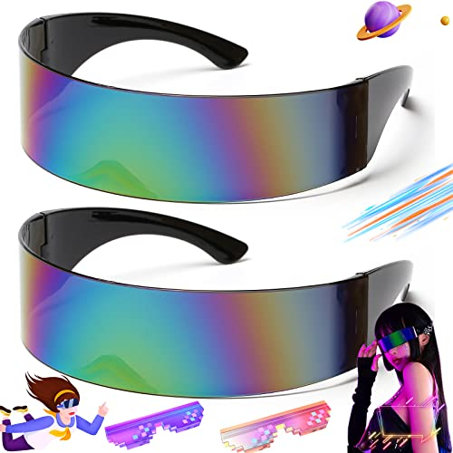 SoundZero 2teilige Schnelle Brille, Futuristische Coole Space Brille für Rollenspiel, Party, (Bunt)