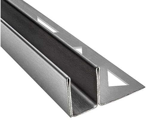 Glaszentrum Hagen - 2440x19x9 mm U Edelstahl Wandprofil - Bodenprofil - Einsatzprofil für Duschen