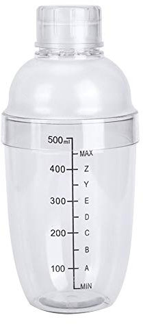ANKROYU Shaker à Cocktail, Shaker à Vinaigrette En Plastique PC Avec échelle Transparente Légère, Shakers Bartending Pour Théière à Lait Jus De Vin(530ml)
