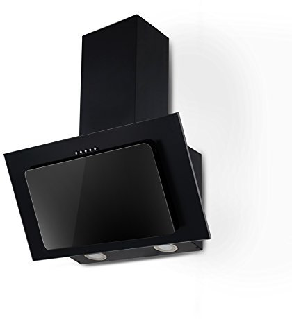 Dunstabzugshaube 60 cm Wandhaube kopffreie Schräghaube Glas Schwarz LED MS
