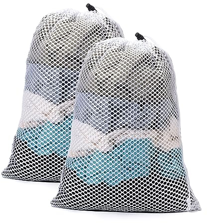 2 Pcs Wäschenetz 30x40 cm, Wäschesack Kordelzug Faltbarer Wäschebeutel aus Stoff Laundry Bag für Spielzeug Haus Schlafsaal Camping College