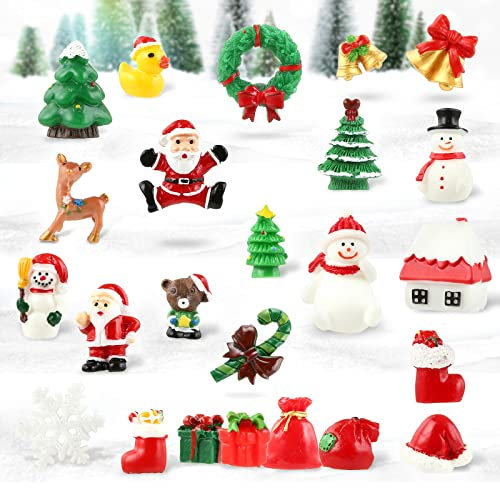 Naler 24x Weihnachtsfiguren Weihnachtschmuck klein Figuren Christbaumschmuck Weihnachtsdeko Weihnachten für Adventskalender