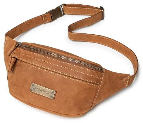 DRAKENSBERG Leder Bauchtasche 'Mel' für Damen und Herren - Hüfttasche und Gürteltasche im Vintage-Design, 2L - Cognac-Braun, DR00329