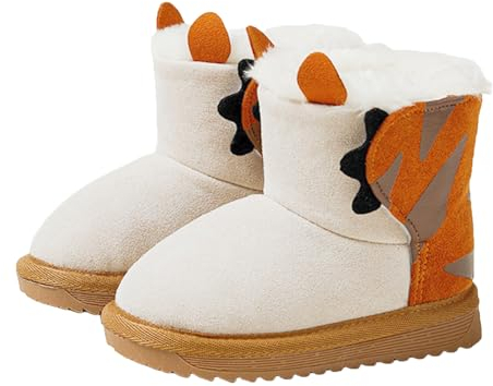 Fudaolee Stivali da Neve per Bambine e Ragazze Calda Foderati Stivaletti Carino Peluche Stivali Morbide Piatto Scarpe Invernali All'aperto Antiscivolo Boots Marrone 31/32 EU = Etikett 190