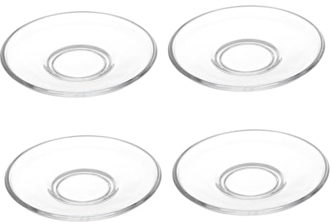 Mikinona 4pcs Clear Glass Saucers Decorative Round Plates for Coffee Tea Stylish Snack Storage Dishes High Durability Fine Workmanship for Home Restaurants