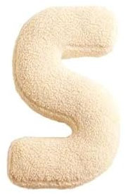 Mealini BUCHSTABENKISSEN - Buchstabe S, wollweiß, ca 18 x 28 cm, Buntes Kissen Alphabet für Namen