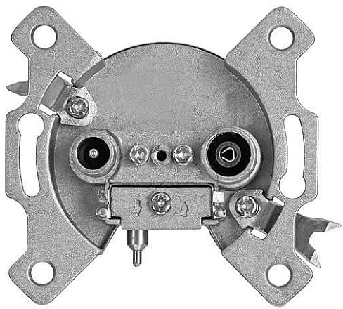 EBROM 2-Loch TV/SAT Dose als Stichdose/Enddose oder Durchgangsdose verwendbar + wechselbarer 75 Ohm Anschlusswiderstand. Anschlussdämpfung 4-4,5 dB (End) 14-16 dB (Durchgang) mit Post-Prüfzeichen